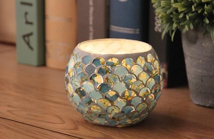 Retro Mosaic Decoration Spherical Glass Candle Holder for Home Decoration