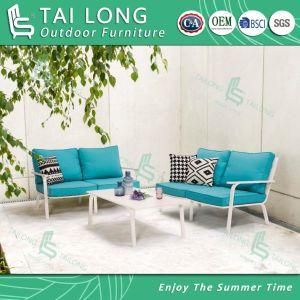 Chinese Outdoor Aluminum 2-Seat Sofa with Cushion Gardne Coffee Table Patio Chaise Sofa Furniture