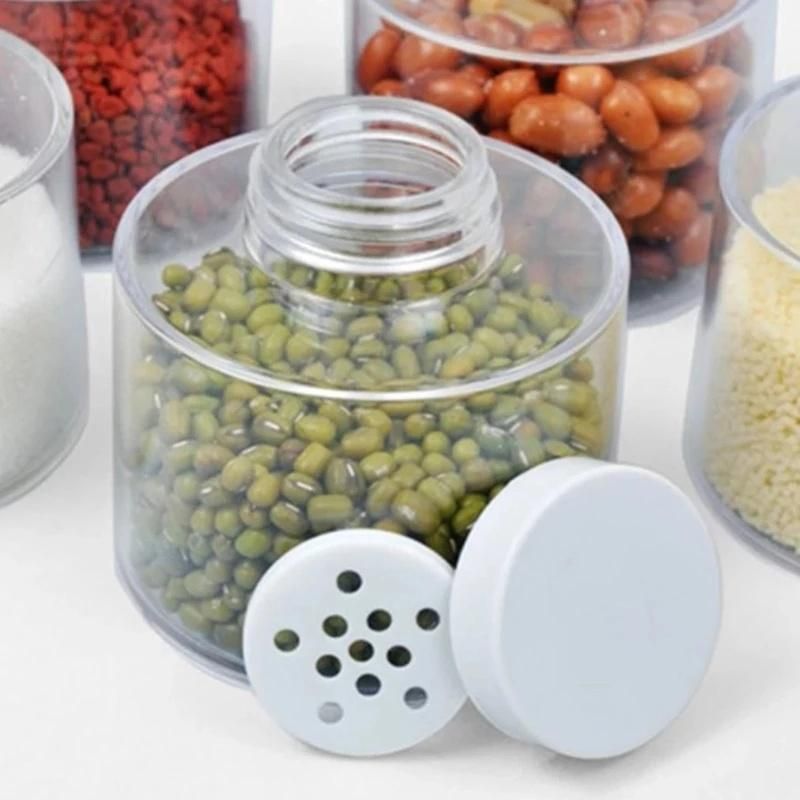 6PCS/Set Spice Jar Pepper Shaker Box Spice Tower Herb & Spice Tools Transparent Seasoning Cans Kitchen Rack Condiment Bottles