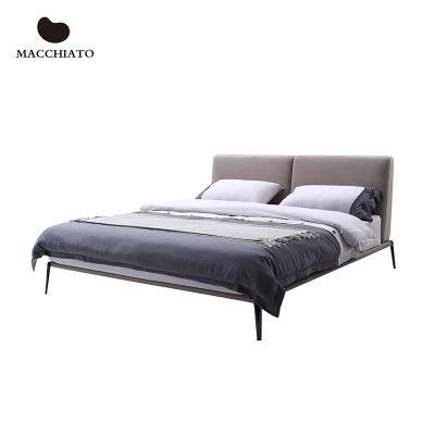 Home Bedroom Furniture Modern Design Fabric High End Bed with Stainless Steel Base
