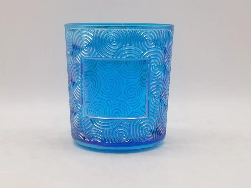 Glass Candle Holder with Various Irisation Color for Decoration