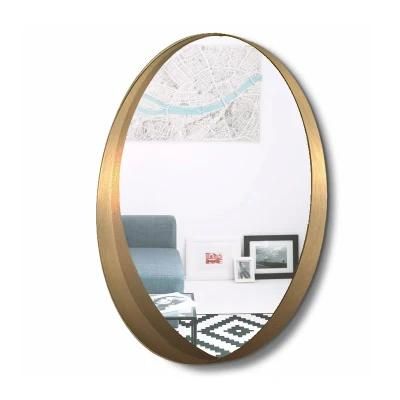 Bathroom Designs Brushed Brass Round Thick Frame Storage Basin Mirror