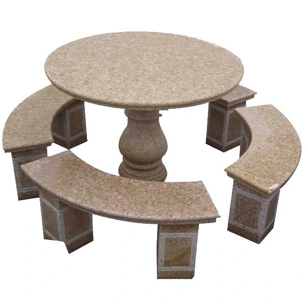 Granite Table and Benches for Garden Decoration