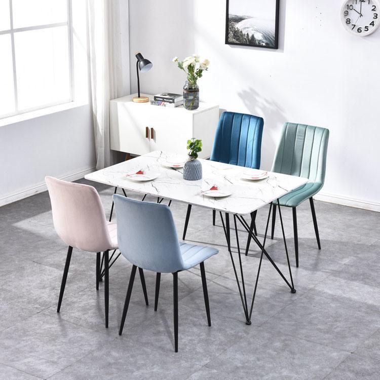 European Popular Modern Dining Room Furniture Restaurant Chairs Velvet Fabric Upholstered Dining Chair
