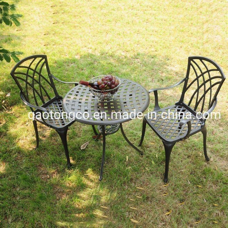 All Weather Outdoor Cast Aluminum Garden Furniture 5-Piece BBQ Table Set in Black