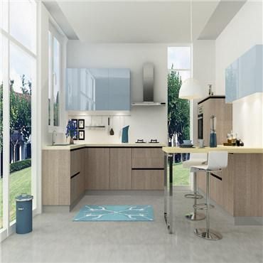 Customized Melamine Chipboards Soild Wood Kitchen Cabinet