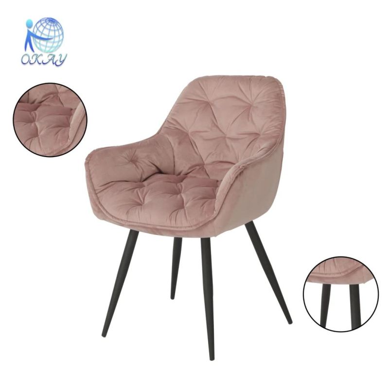 European Design Dining Room Furniture Velvet Fabric Steel Leg Dining Chair