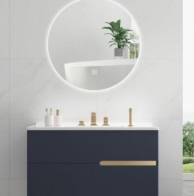 European Style Bathroom Furniture Kelanyin Blue Color Mirror Bathroom Cabinet