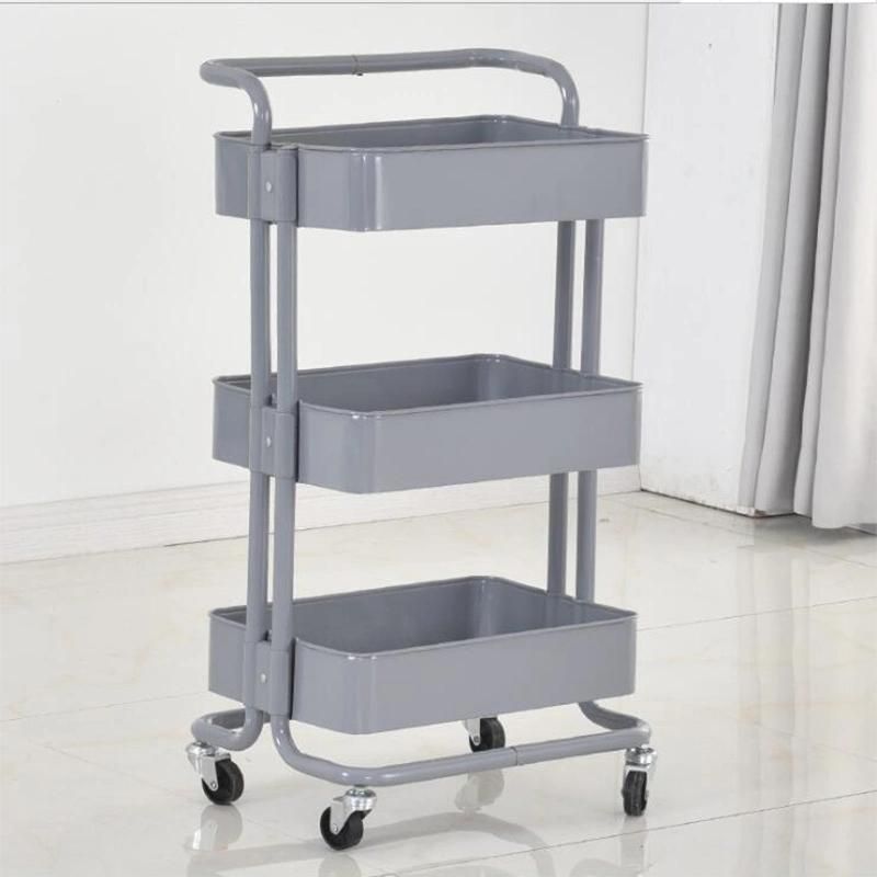 3 Tier Kitchen Storage Trolley Multipurpose Moveable Rolling Cart Bathroom Rack Shelf