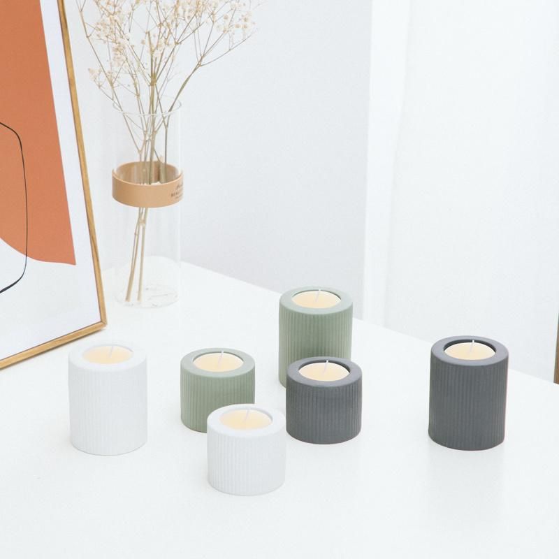 Wholesale Home Decor Stripe Votive Ceramic Tealight Candle Holder in Bulk