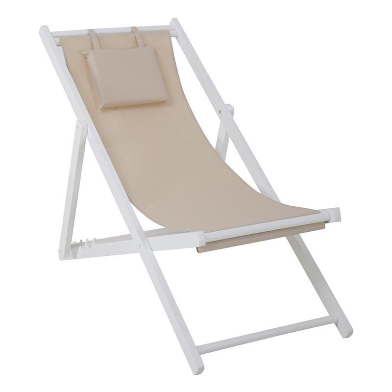 Classic 4 Position Adjustable Outdoor Wooden Folding Deck Chair Beach Chair