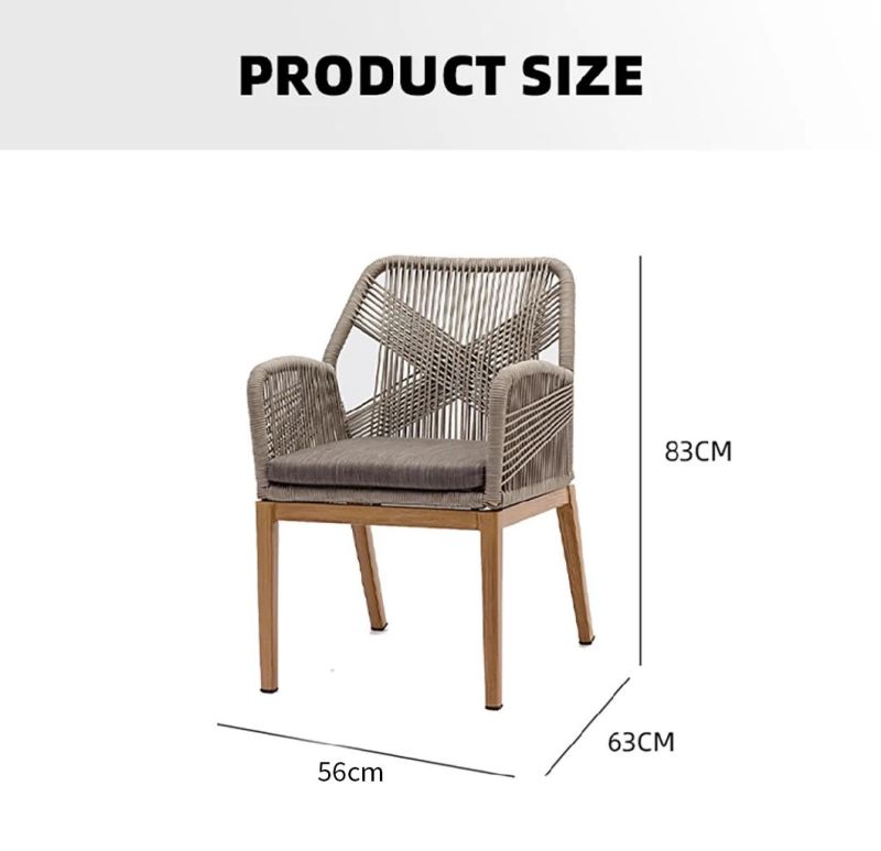 European High Quality Olive Rope Back Patio Arm Dining Chair