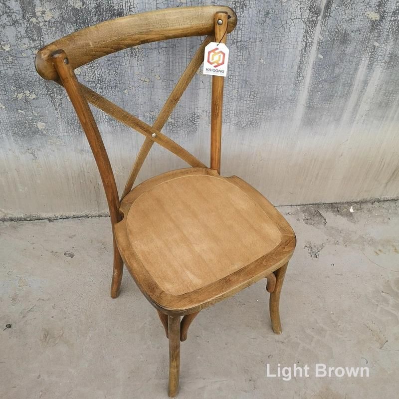 Outdoor Rental Stackable Wood Wedding Cross Back Garden Chair