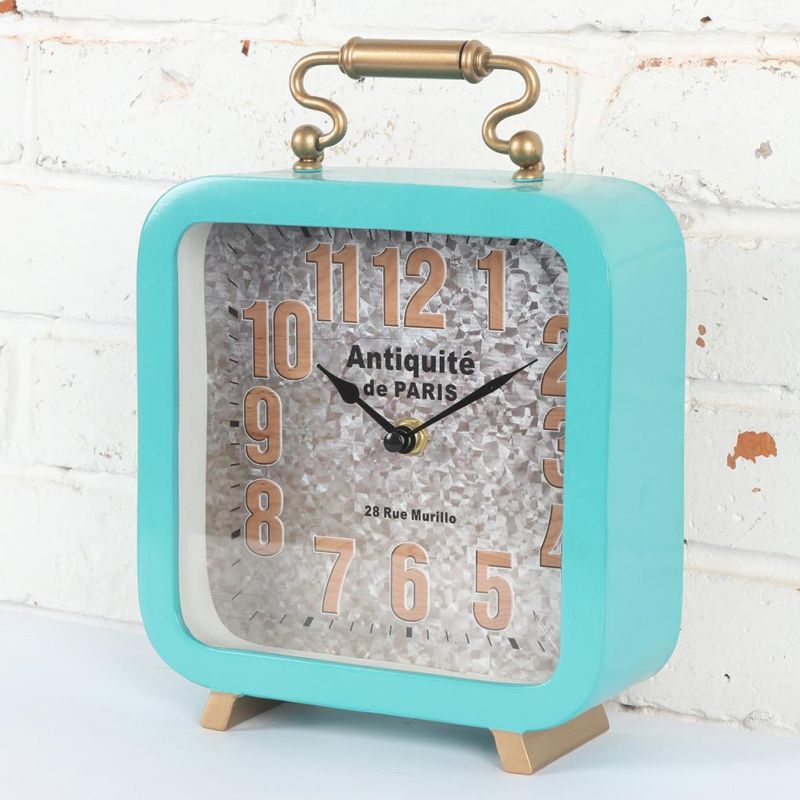 Iron Table Clock with Handle for Home Decor, Leader & Unique Table Clock, Metal Desk Clock, Kids Table Clock, Mantel Clock