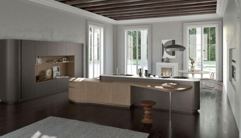 OEM ODM Customized Modern Luxury European Villa Style Solid Wood Kitchen Cabinet for Sale