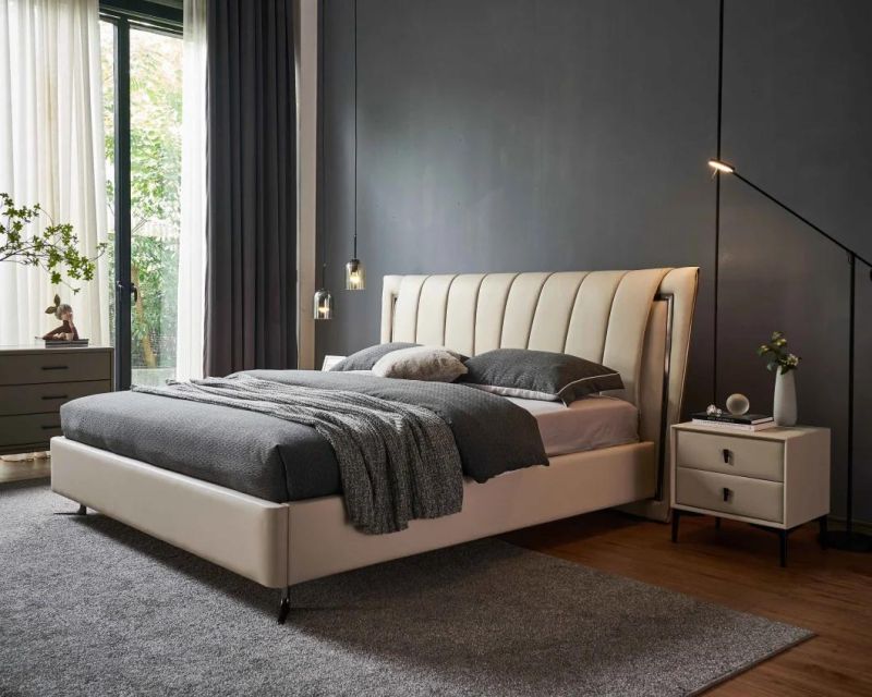 European Furniture Bedroom Furniture Set Genuine Leather Bed King Bed Gc2116