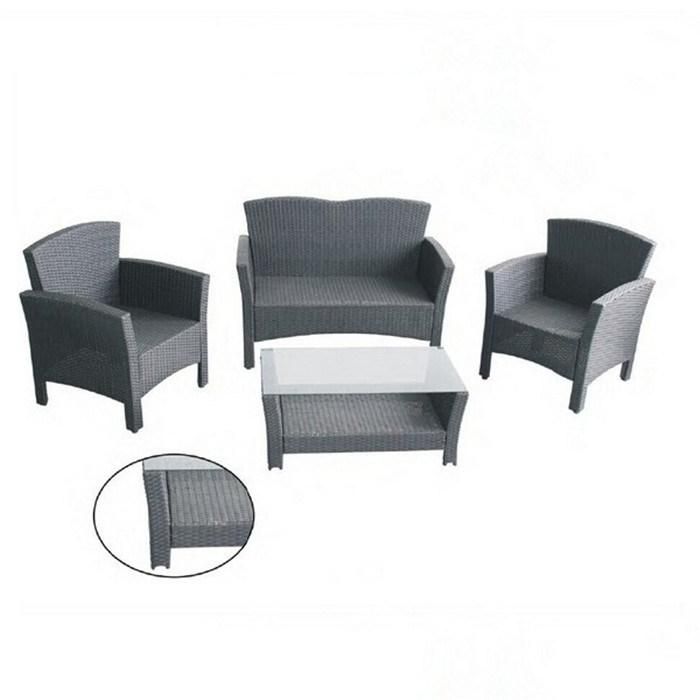 Black 4PCS Rattan Roots Outdoor Furniture