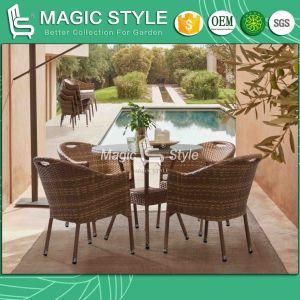 Patio Rattan Weaving Chair with Cushion Outdoor Wicker Dining Table Outdoor Furniture