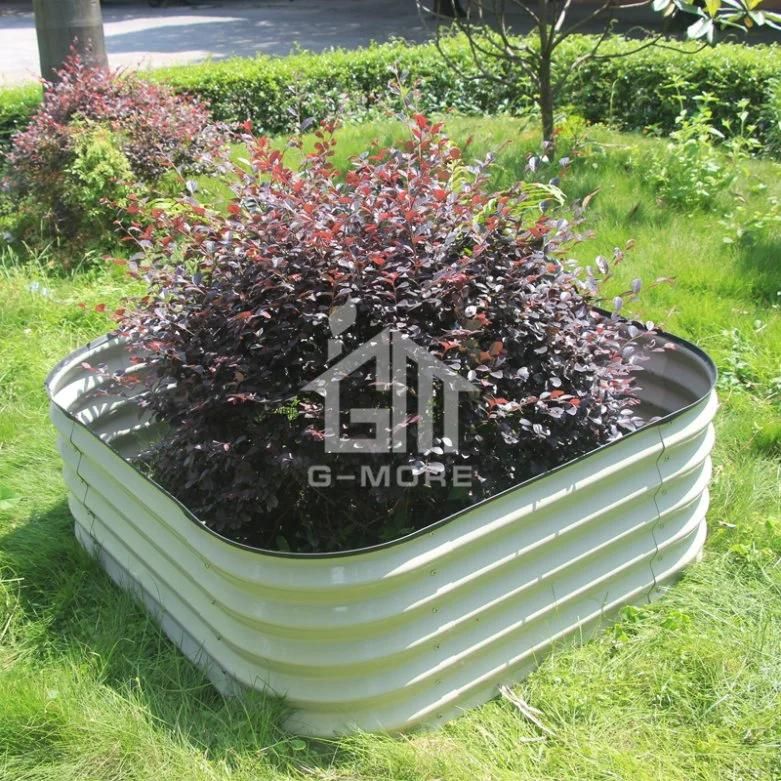 90X210X44cm Outdoor Steel Raised Garden Bed Sliver/Ivory Raised Seed Beds