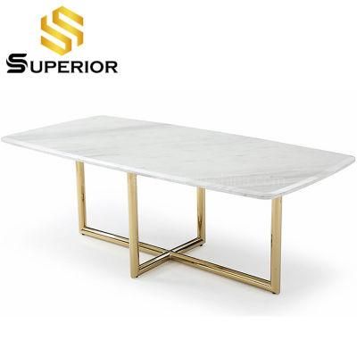 European Style Furniture Stainless Steel Nature Marble Dining Tables