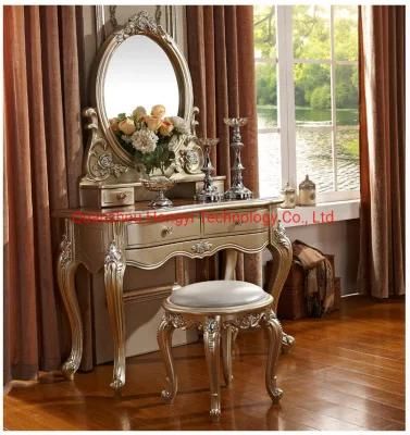 Solid Wood Dressing Table Makeup Mirror Makeup Stool Combination Furniture Set Bedroom Dressing Table European Style Dressing