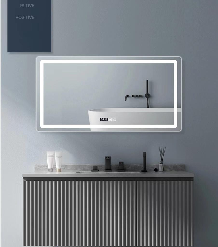 European Style Bathroom Furniture Metal Handle LED Mirror Bathroom Cabinet