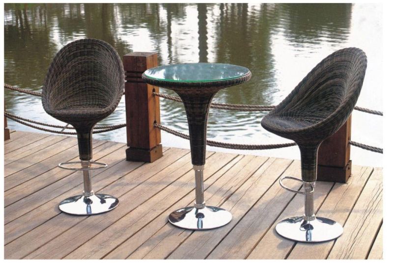 Microdermabrasion Adjustable Pub Swivel Barstool All Weather Rattan Wicker Hydraulic Patio Barstool Indoor/Outdoor W/Open Back and Chrome Footrest, Set of 5