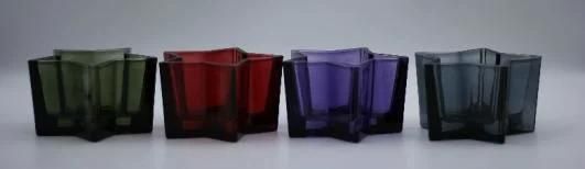 Colorful Glass Candle Holder with Different Embossed Pattern for Decoration