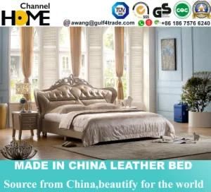 New European Design Genuine Leather Bed for Bedroom Furniture (HC520)