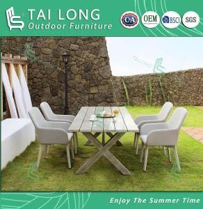 Outdoor Patio Fabric Cover Chair with Sweep Dining Table Rattan Furniture