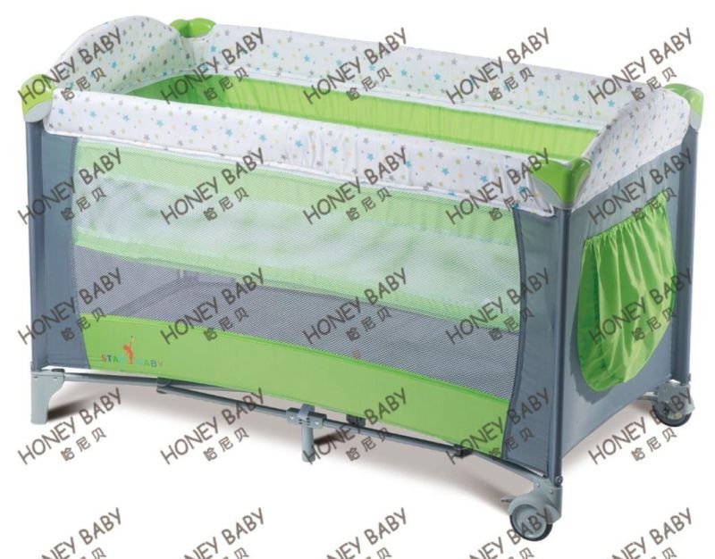 China Factory Newborn Foldable Baby Travel Playpen Bed Cot Infant with Net En716