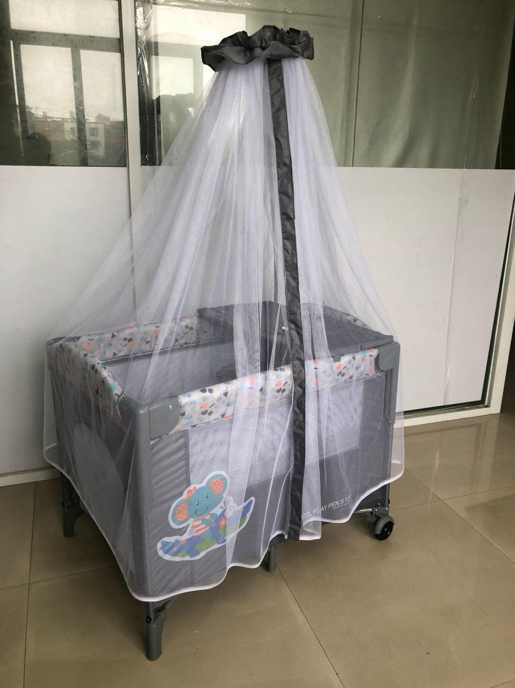 2022wholesale Popular Foldable Travel Playpen Bed Luxury Multifunctional Baby Crib with Toys
