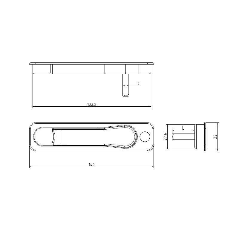 Hopo Square Spindle Zinc Alloy Material White Color Door Handle for Sliding Doors
