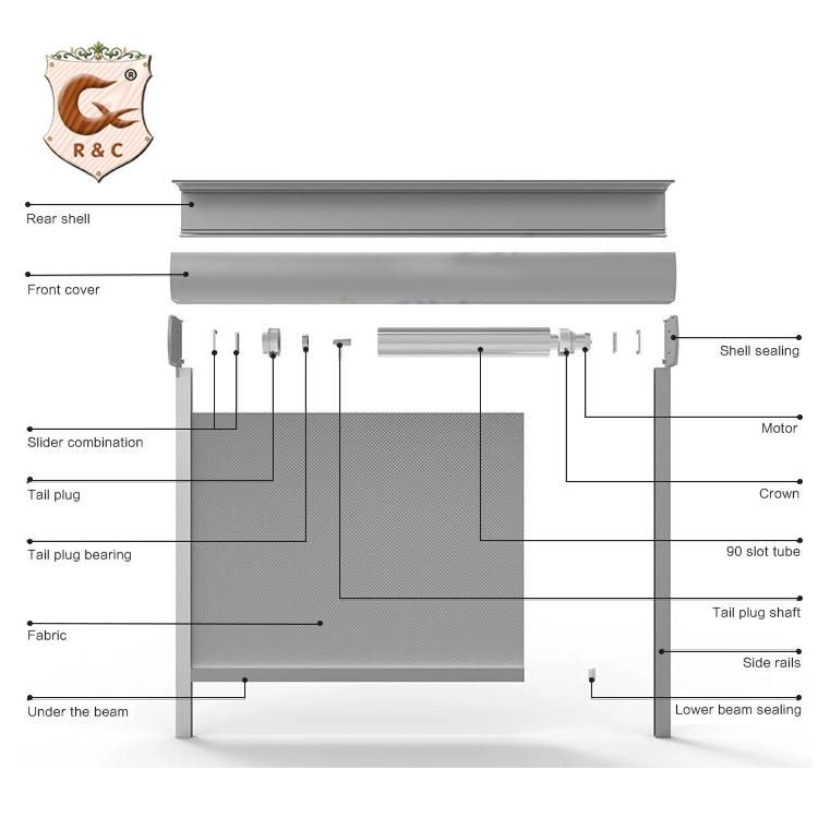 Electric Blackout Roller Shade European Outdoor Windproof Roller Blind Smart Automatic Zip Blind