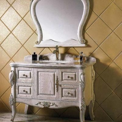 European Standard Classical Simple Style Furniture American Red Oak Solid Wood Bathroom Cabinet