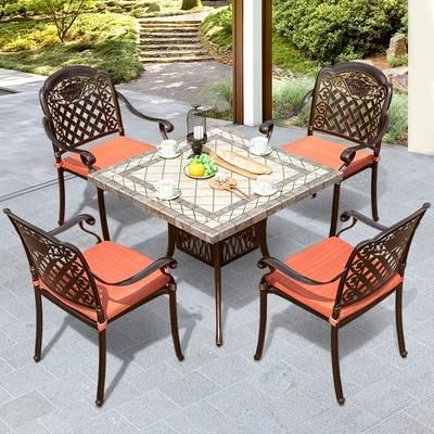 Outdoor Cast Aluminum Table and Chair Combination European Villa Garden Furniture Leisure Chair