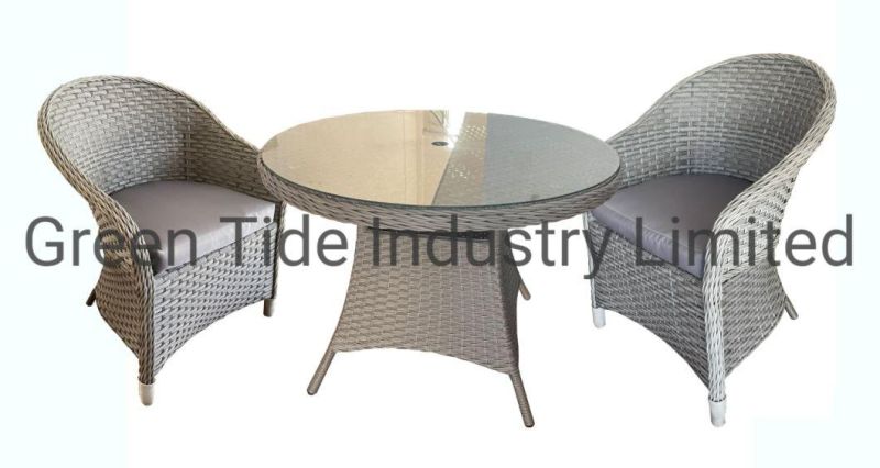 Outdoor Garden Furniture Rattan Round Dining Table with Umbrella Hole