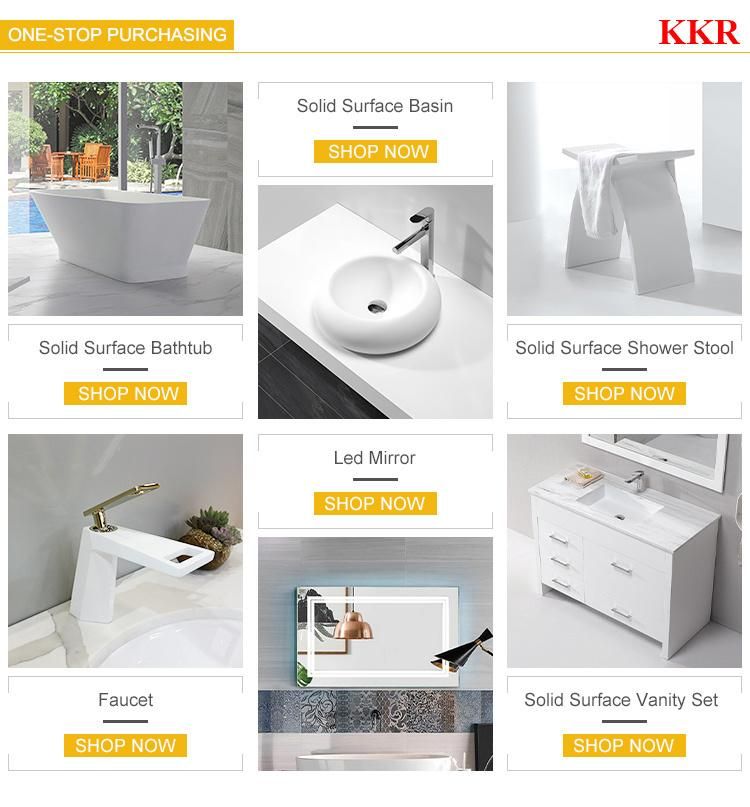 European Design Vanity Bathroom Solid Surface Basin Cabinet