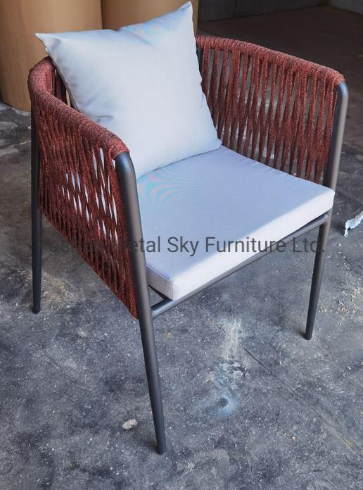 Outdoor Aluminum Wooden Garden Hotel Patio Rattan Rope Dining Chair