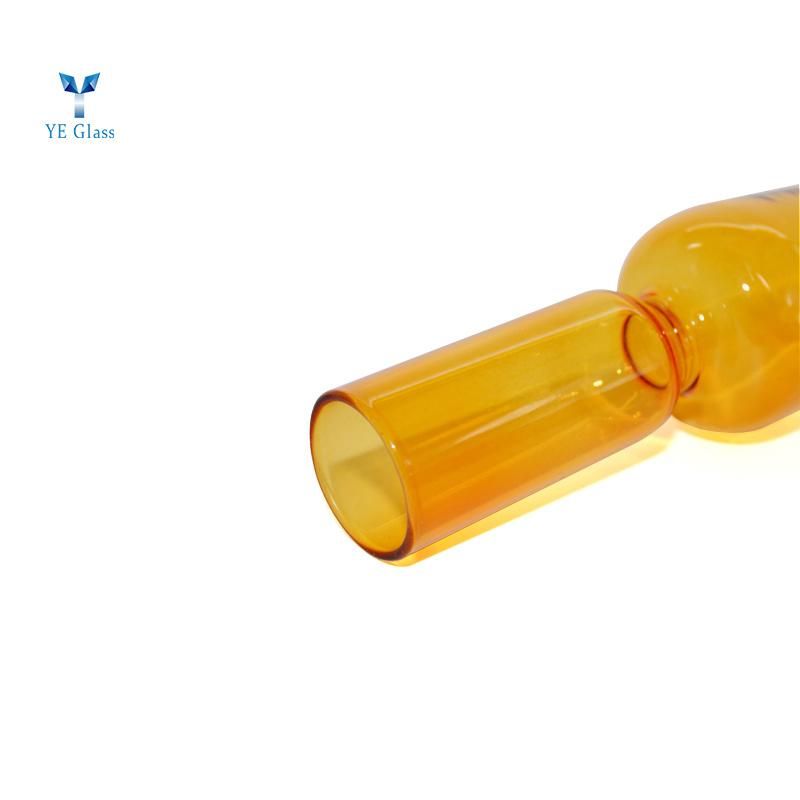 Customized Blown Round Mouth Borosilicsate Glass Candlestick for Living Decoration