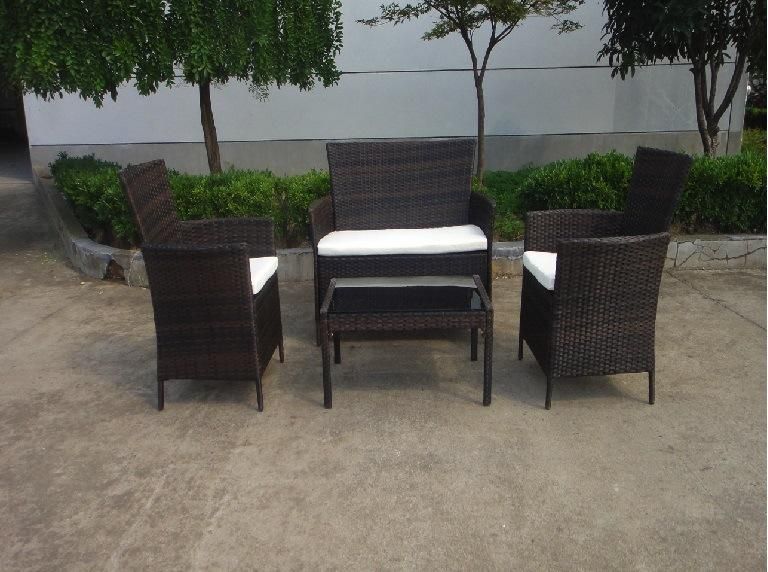 Outdoor Patio Furniture 4PCS Conversation Wicker Garden Lawn Sofa Set