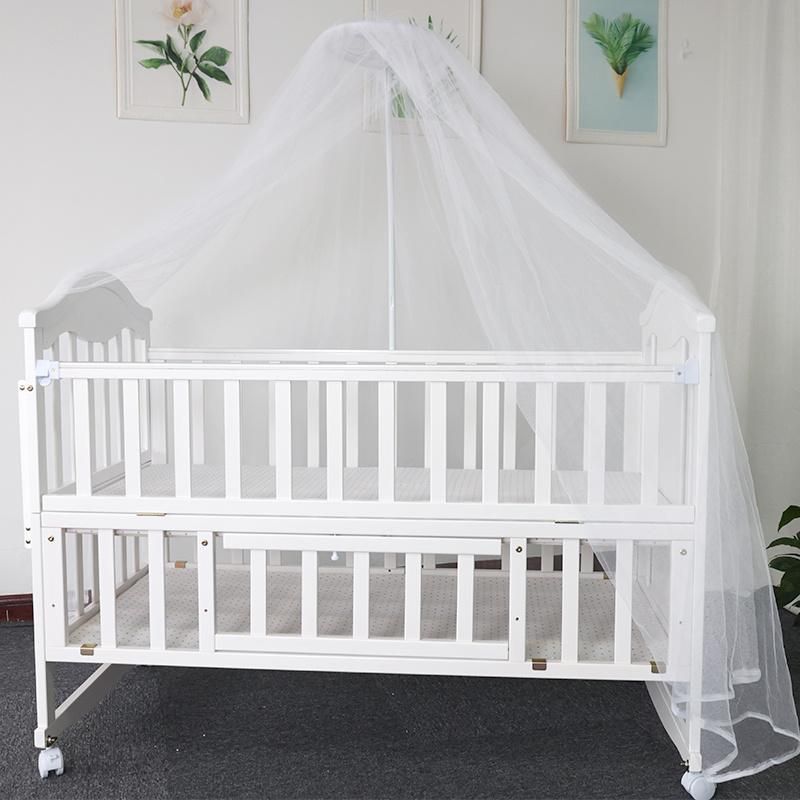 European Quality Portable Fashion Wooden Baby Crib Baby Bed Bedside Crib with Mosquito Net