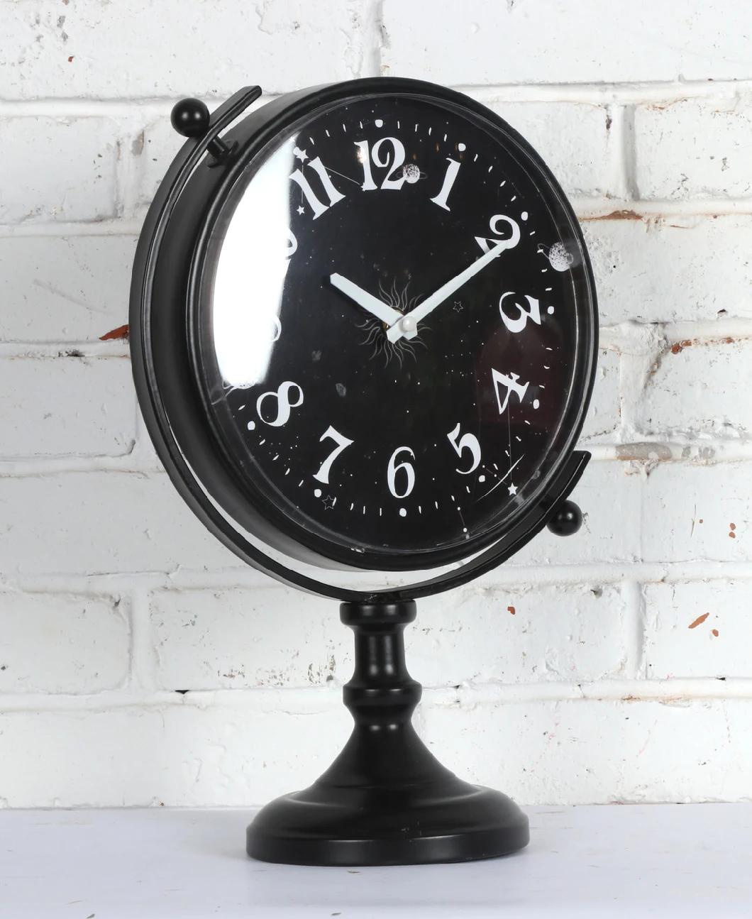 Tellurion Shape Iron Table Clock in Black Color, Tellurion Promotional Gift Desk Clock