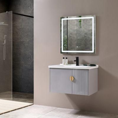 European Style Washroom Modern Wall Mounted PVC Bathroom Wash Basin Cabinet