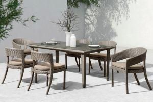 Outdoor Garden Furniture Rattan Kd Dining Table and Stackable Chair (K19)