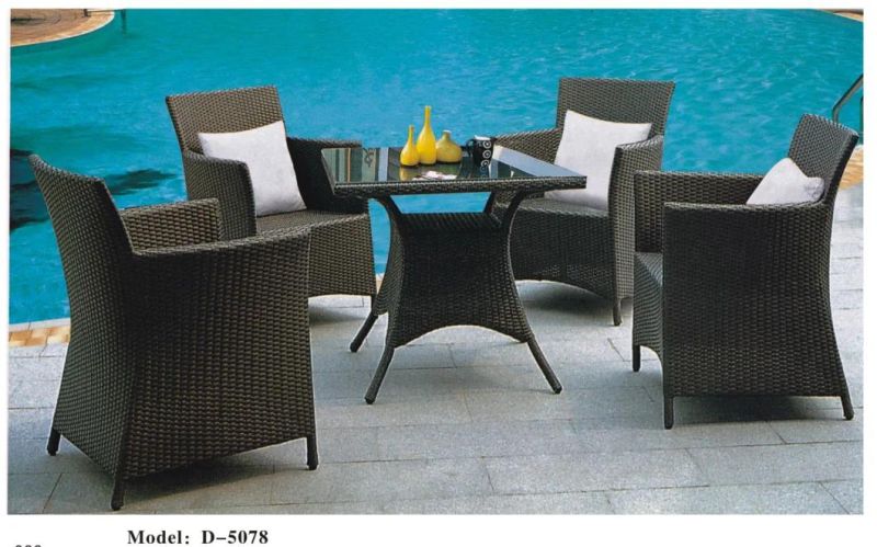 Patio Furniture, 5 PCS All Weather Resistant Heavy Duty Wicker Dining Set with Chairs, Perfect for Balcony Patio Garden Poolside, 5 Piece Wicker Table and Chair