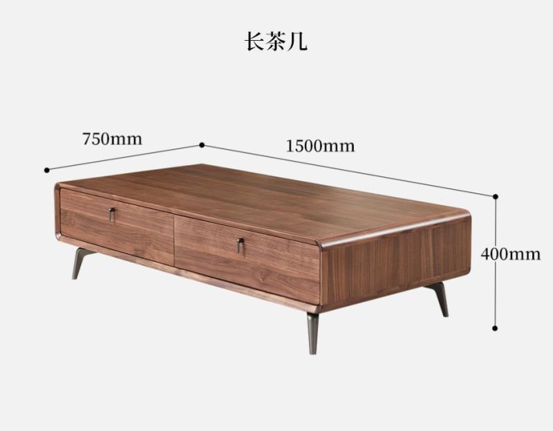 Chinese Modern Design Rectangle Wooden Coffee Tea Table for Living Room European Design Home Furniture Solid Walnut Wood Coffee Table Vintage Style Wholesale