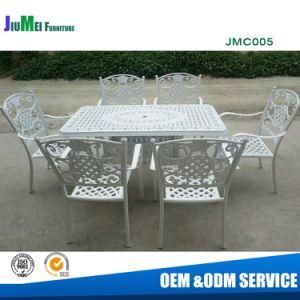 Outdoor Garden Cast Aluminum Kd Rectangular Dining Table and Stackable Chair (JMC005)
