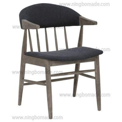 Scandinavian Countryside Style Designed Home Furniture Cold Smoky Grey Reclaimed Fir Wood Dark Grey Fabric Arm Chair