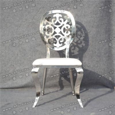 Special Round Back Rose Silver Frame Stainless Steel Hotel Chairs with Flower Back Ycx-Ss34
